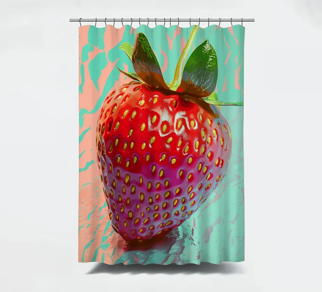 Fragola in luminosità pop art tenda da doccia da pixelbull - medieval art and more