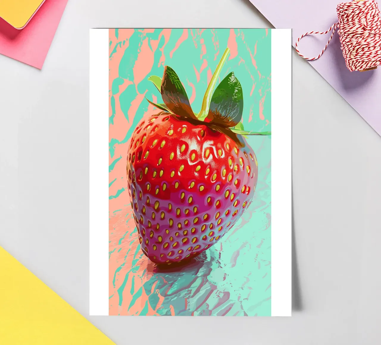 Erdbeere in Pop-Art-Leuchtkraft Stickerbogen von pixelbull - medieval art and more