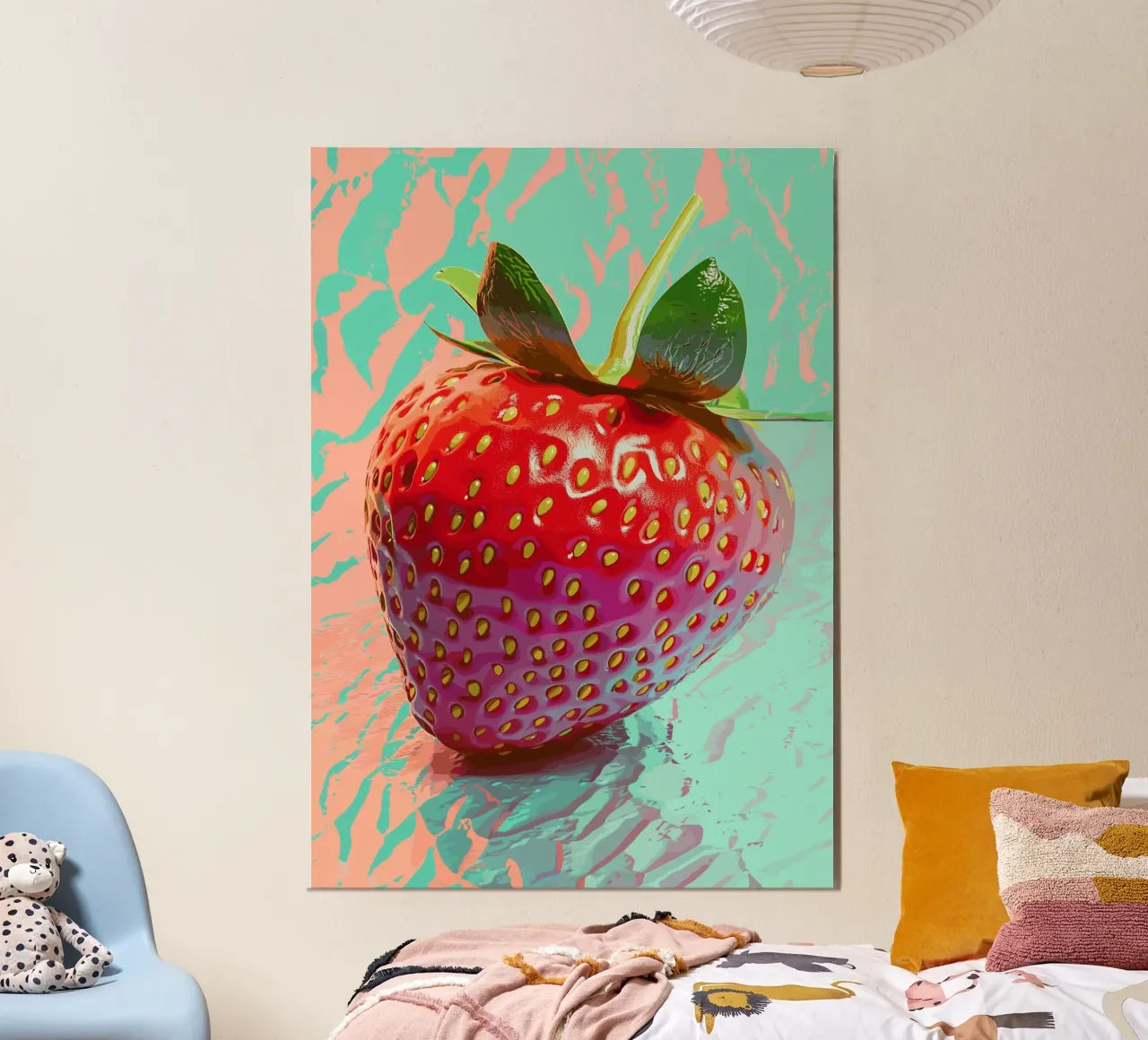 Fragola in luminosità pop art alluminio dibond da pixelbull - medieval art and more
