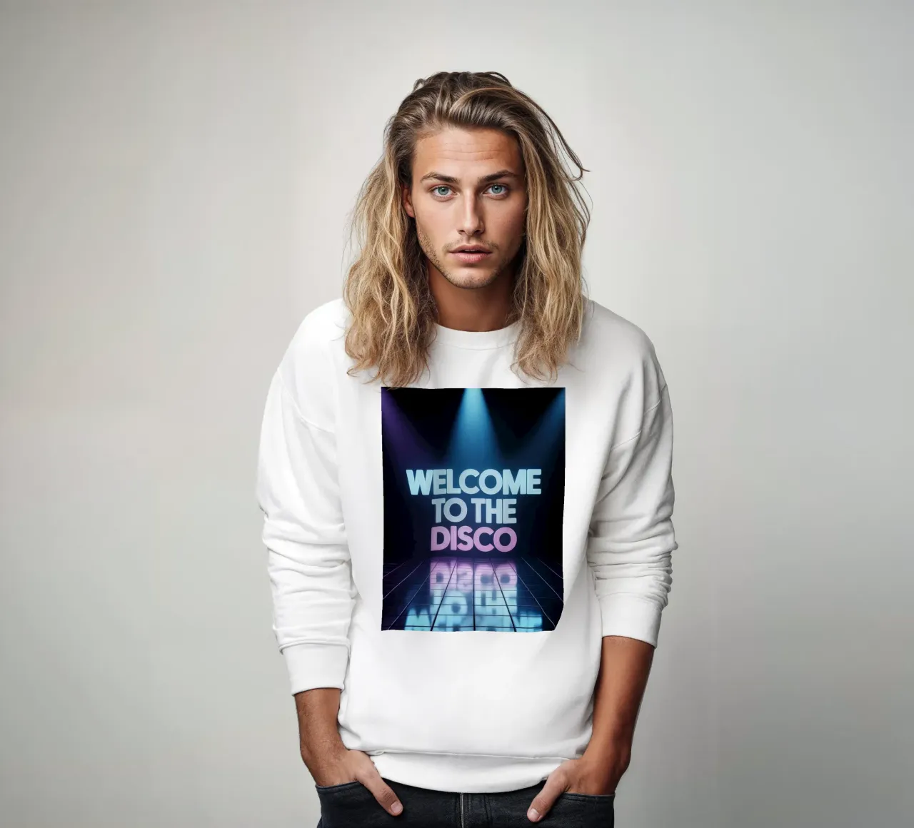Welcome to the Disco - Poster al neon in stile retrò felpa da RB-Quotes