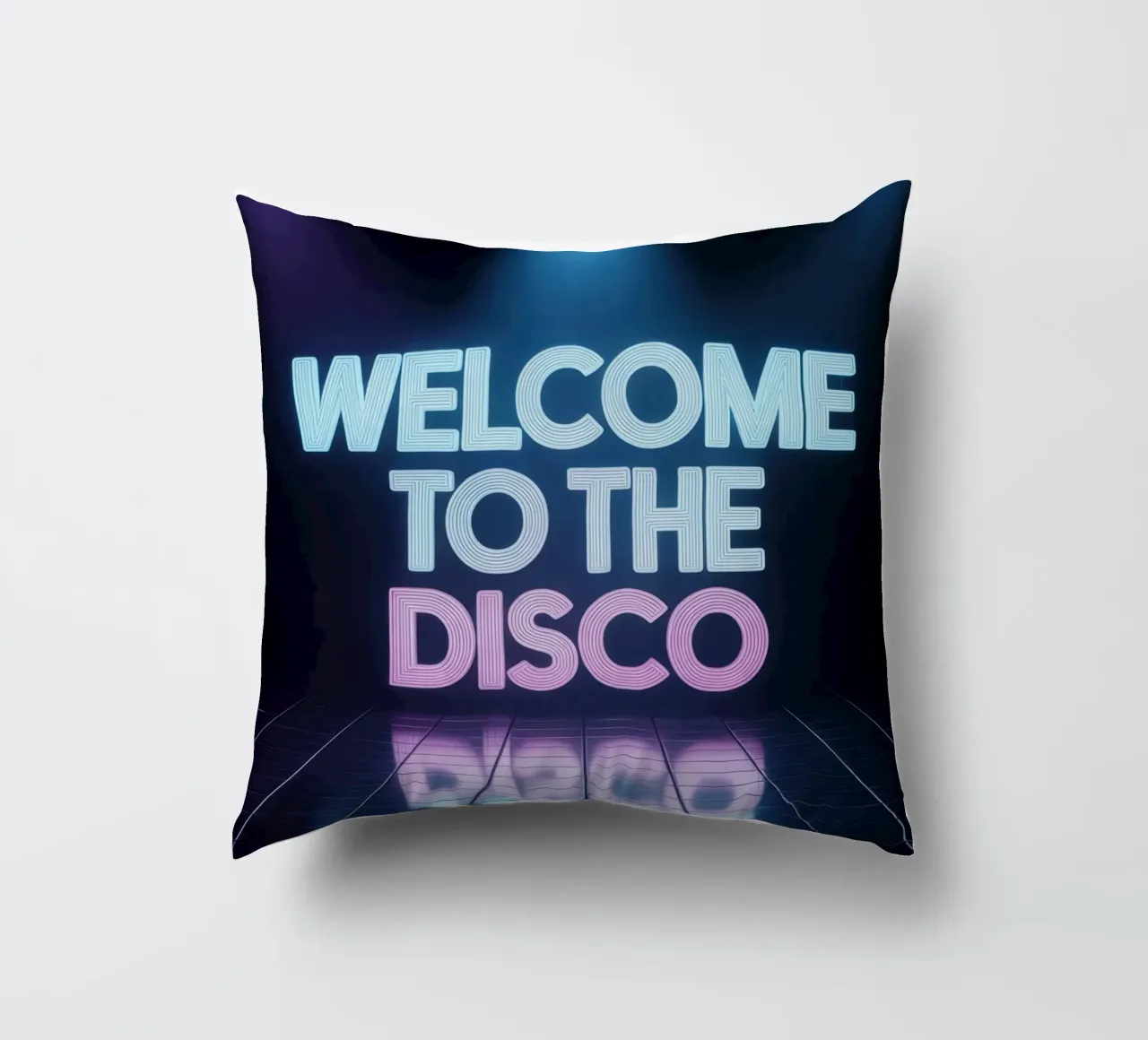 Welcome to the Disco - Poster al neon in stile retrò cuscino da RB-Quotes