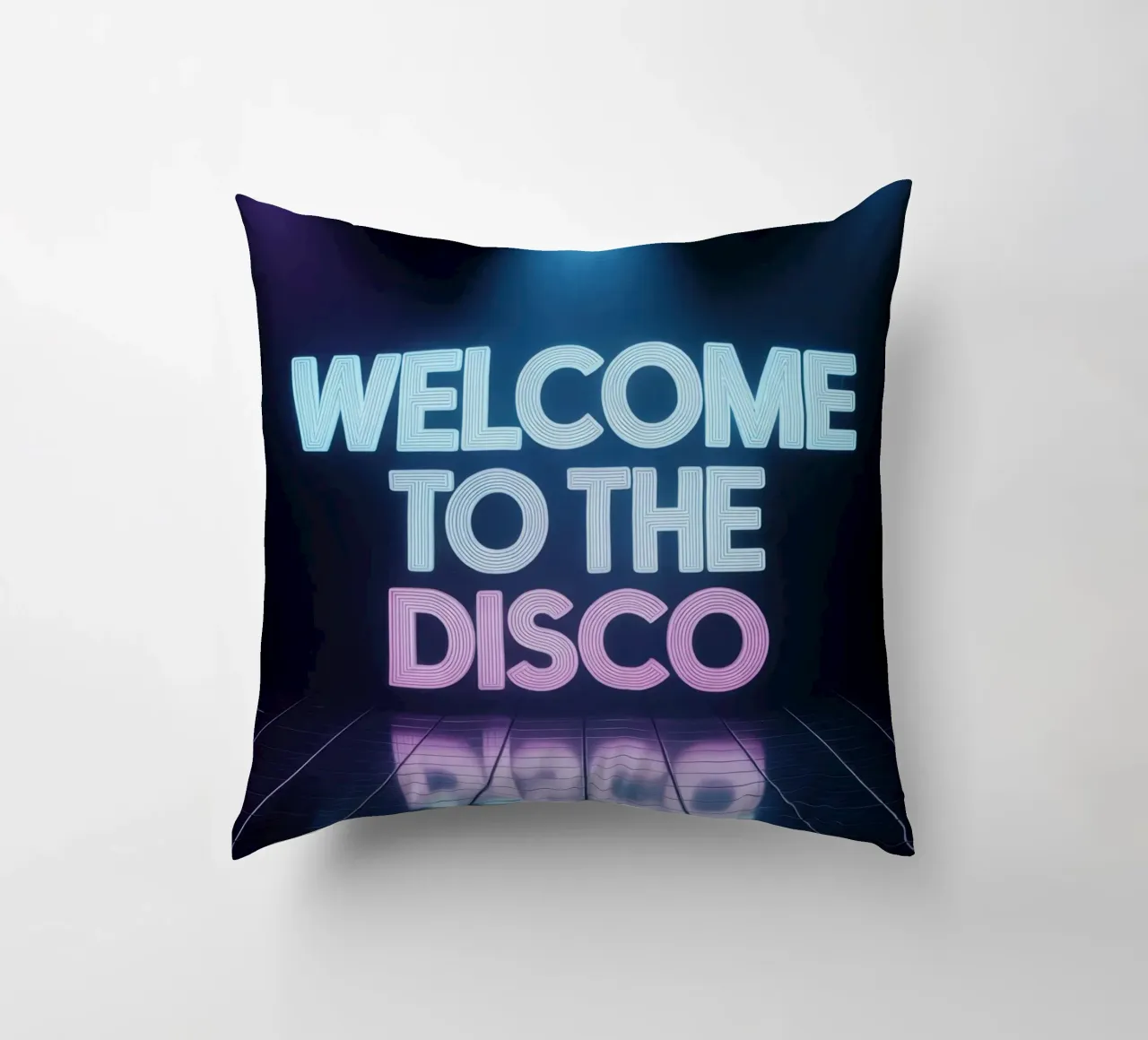 Welcome to the Disco - Poster al neon in stile retrò cuscino da RB-Quotes