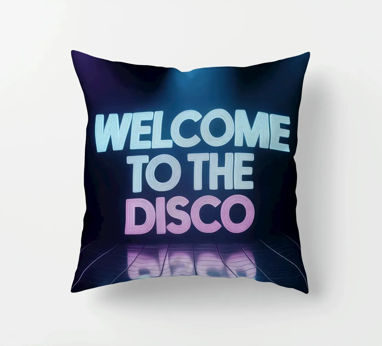 Welcome to the Disco - Poster al neon in stile retrò cuscino da RB-Quotes