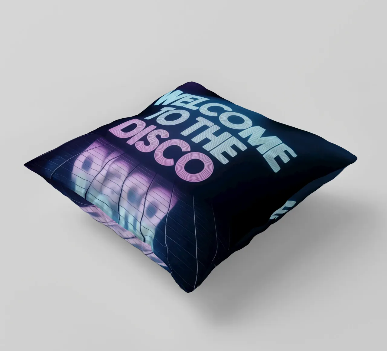 Welcome to the Disco - Poster al neon in stile retrò cuscino da RB-Quotes