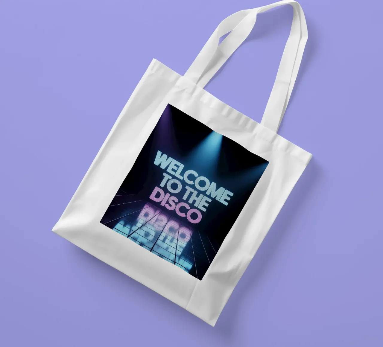 Welcome to the Disco - Poster al neon in stile retrò borsa in juta da RB-Quotes