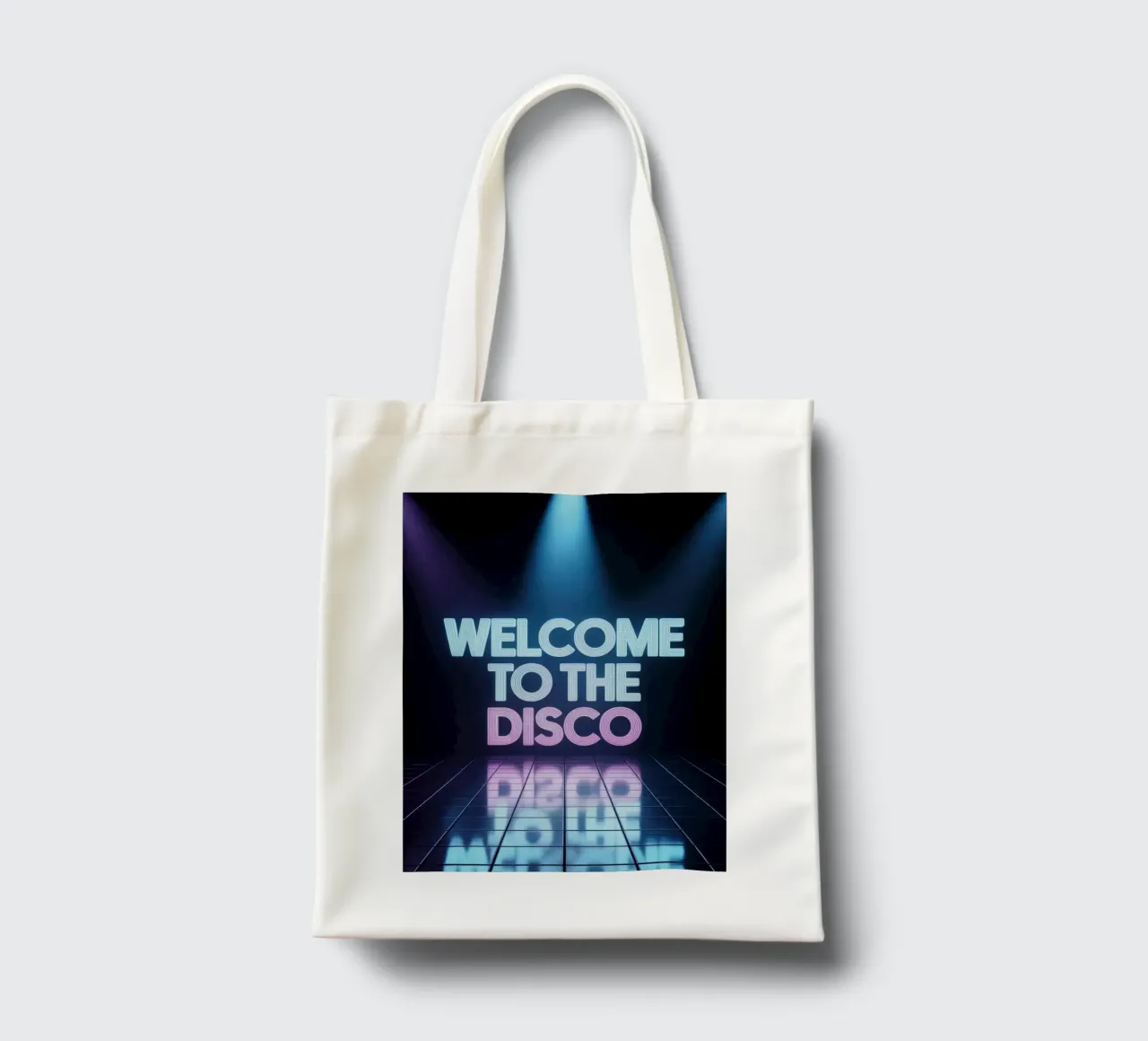 Welcome to the Disco - Poster al neon in stile retrò borsa in juta da RB-Quotes