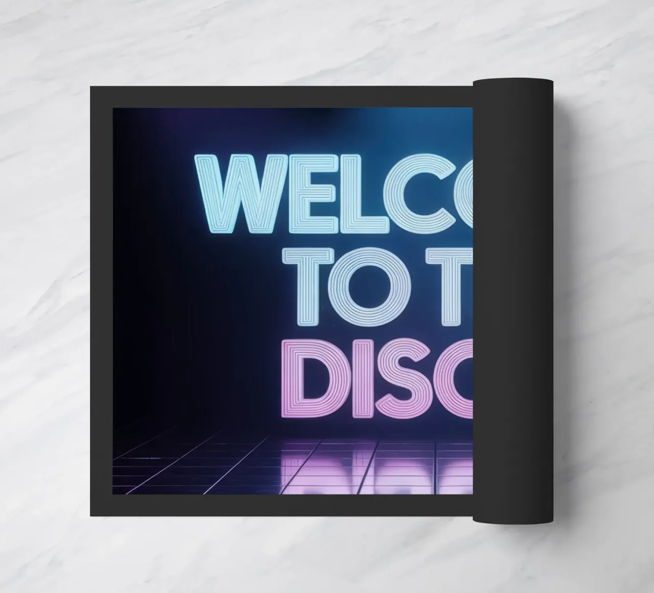 Welcome to the Disco - Poster al neon in stile retrò zerbino da RB-Quotes