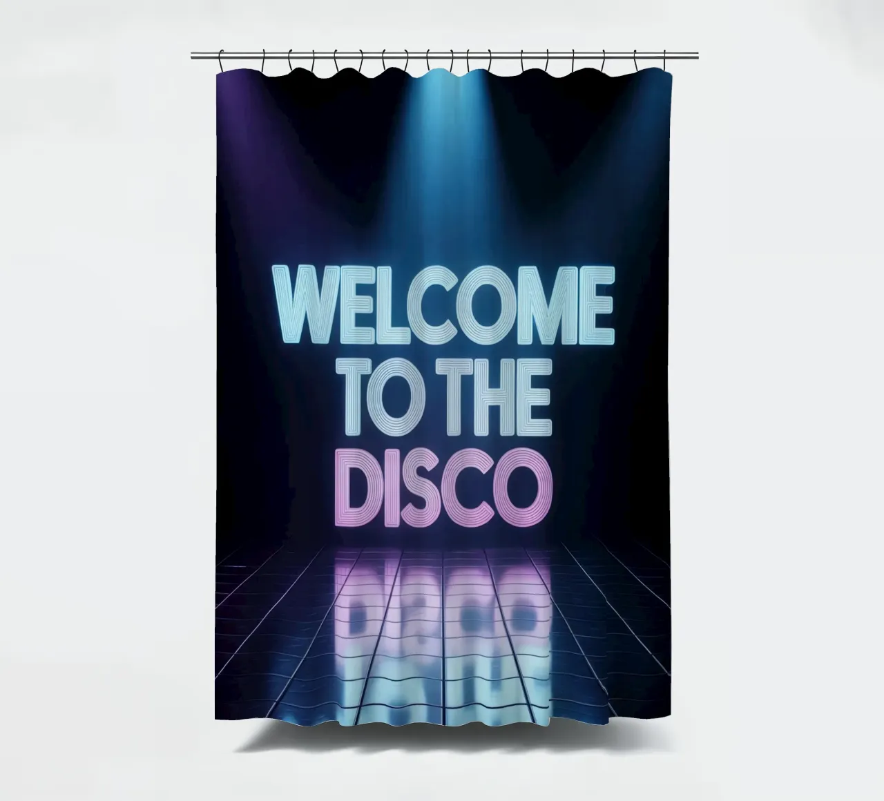 Welcome to the Disco - Poster al neon in stile retrò tenda da doccia da RB-Quotes