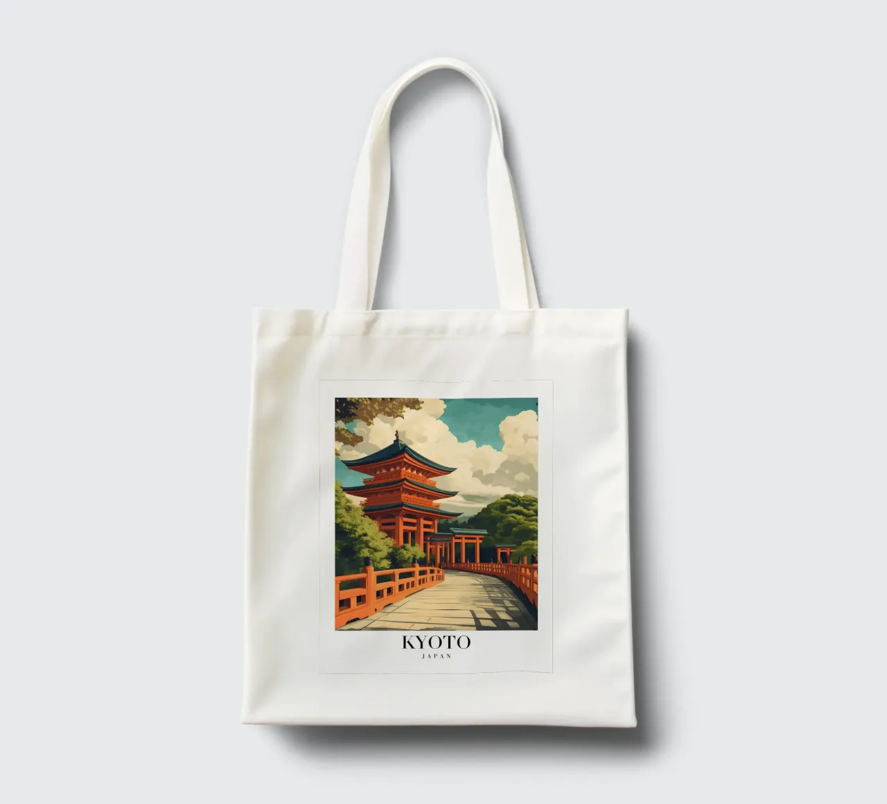 Impression d'art Kyoto Pagoda - Temple japonais et Torii tote bag de homdeco