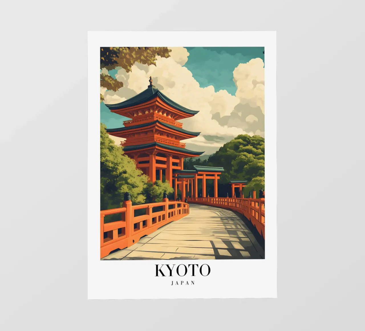 Stampa d'arte della Pagoda di Kyoto - Tempio giapponese e Torii pellicola backlit da homdeco