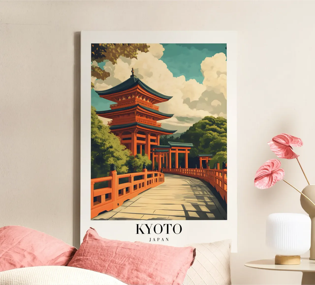 Kyoto Pagode Kunstdruk - Japanse Tempel & Torii canvas van homdeco