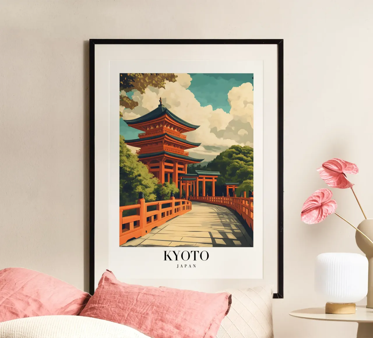 Impression d'art Kyoto Pagoda - Temple japonais et Torii poster de homdeco