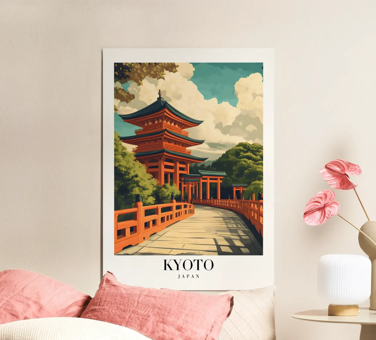 Impression d'art Kyoto Pagoda - Temple japonais et Torii poster de homdeco
