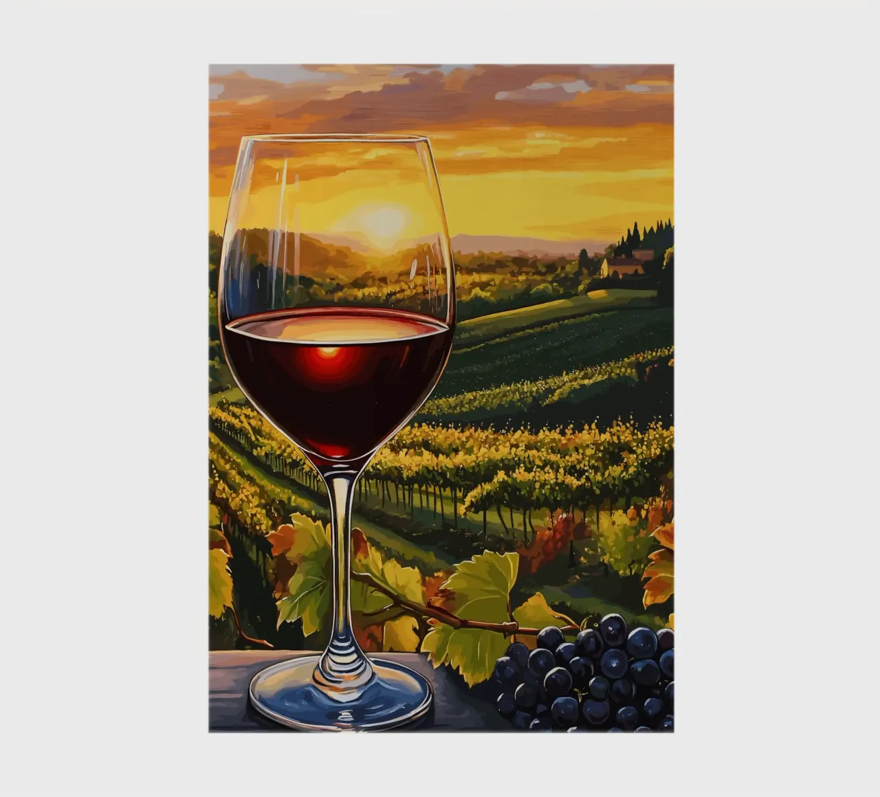 Red wine at sunset in the vines notebook by pixelbull - medieval art and more