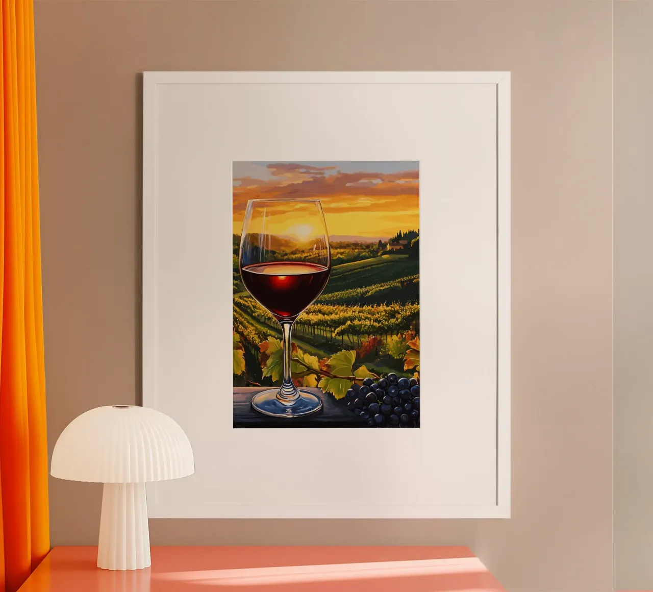 Red wine at sunset in the vines hahnemühle by pixelbull - medieval art and more
