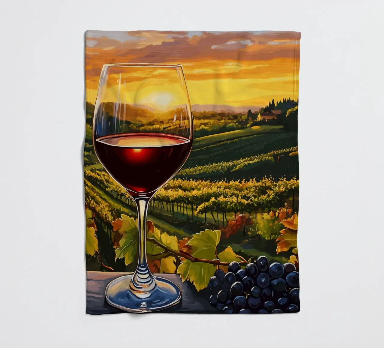Red wine at sunset in the vines fleece blanket by pixelbull - medieval art and more