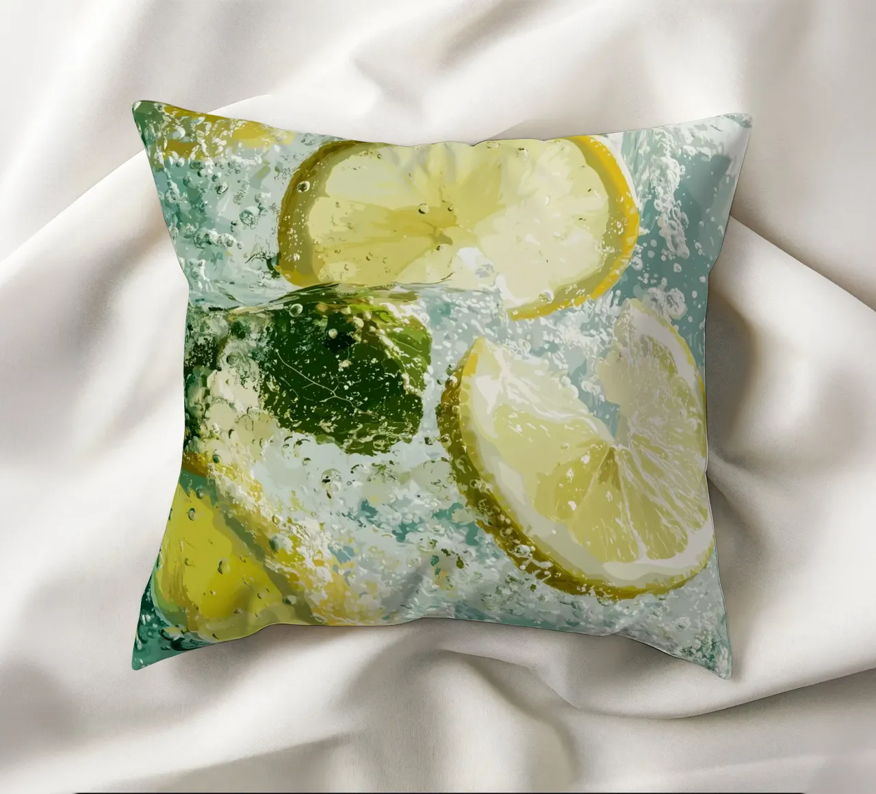 Refreshing lemons in sparkling water decorative cushion by pixelbull - medieval art and more