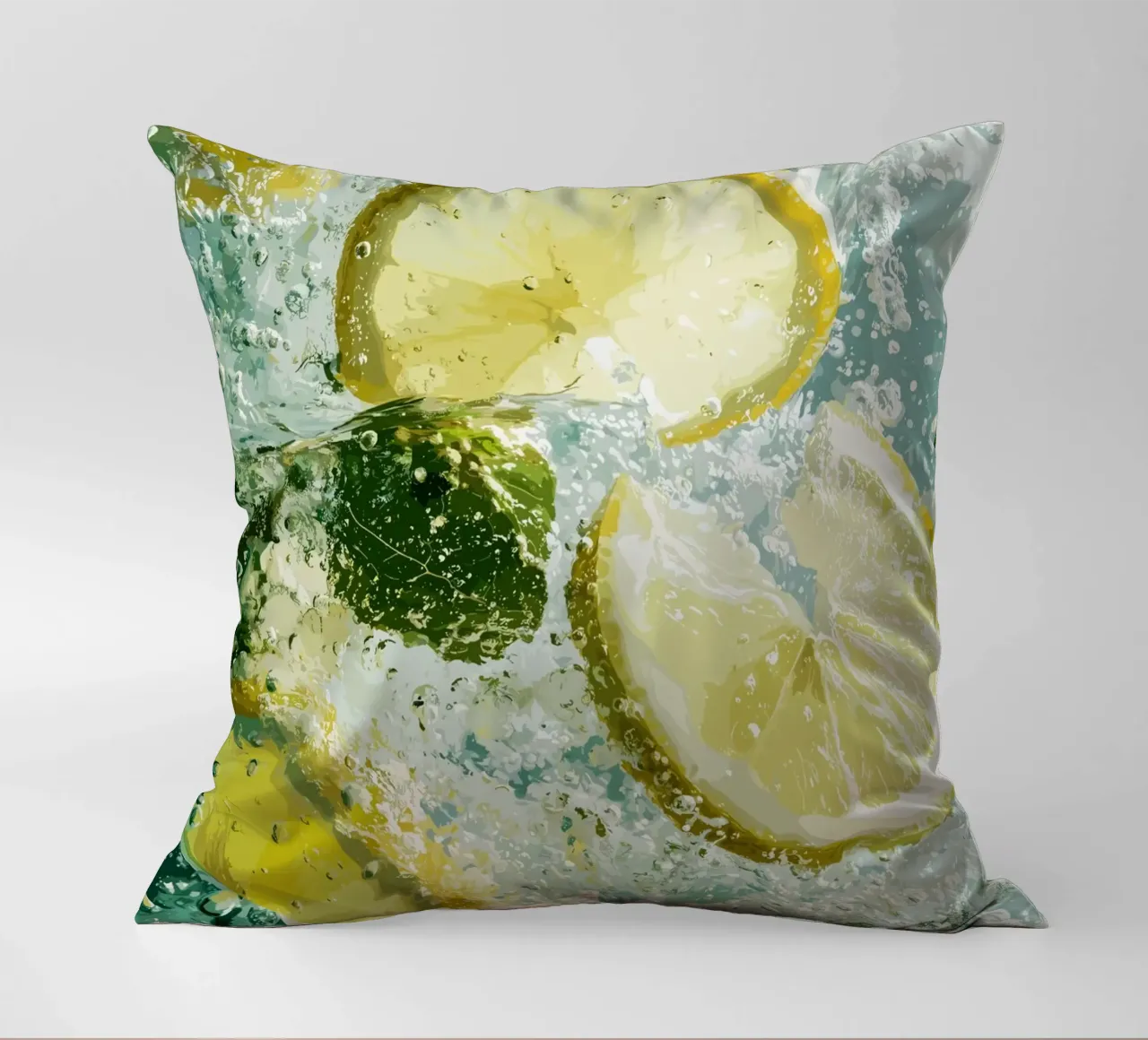 Refreshing lemons in sparkling water decorative cushion by pixelbull - medieval art and more
