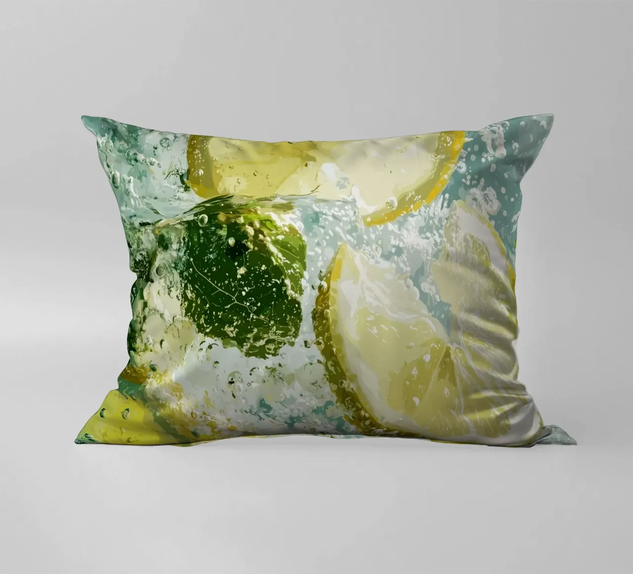 Refreshing lemons in sparkling water decorative cushion by pixelbull - medieval art and more