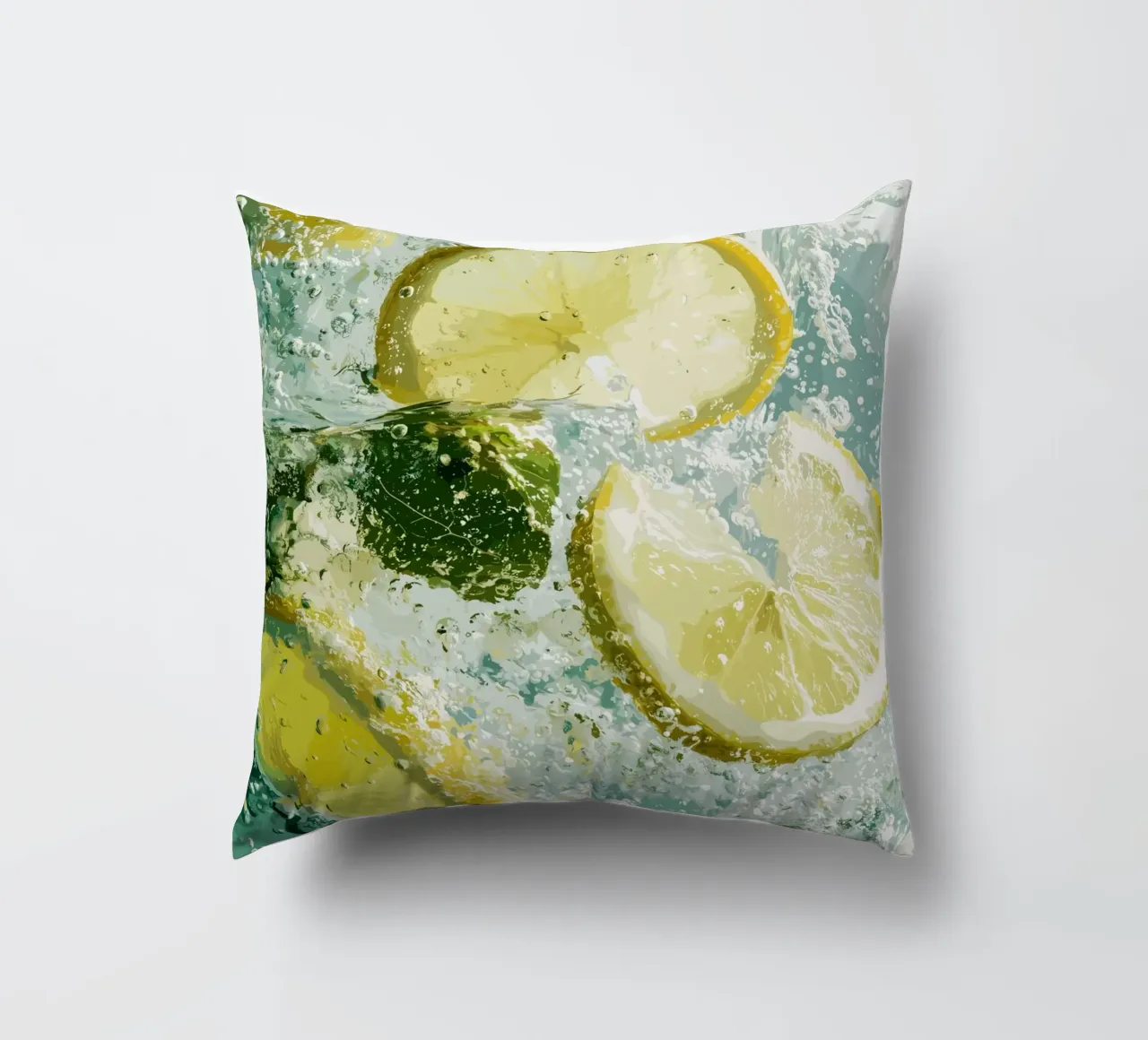 Refreshing lemons in sparkling water decorative cushion by pixelbull - medieval art and more
