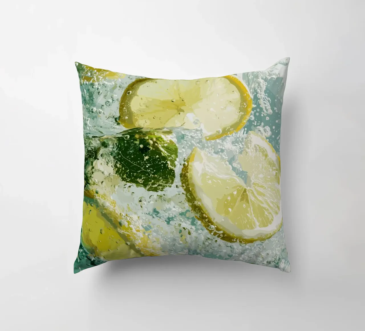 Refreshing lemons in sparkling water decorative cushion by pixelbull - medieval art and more