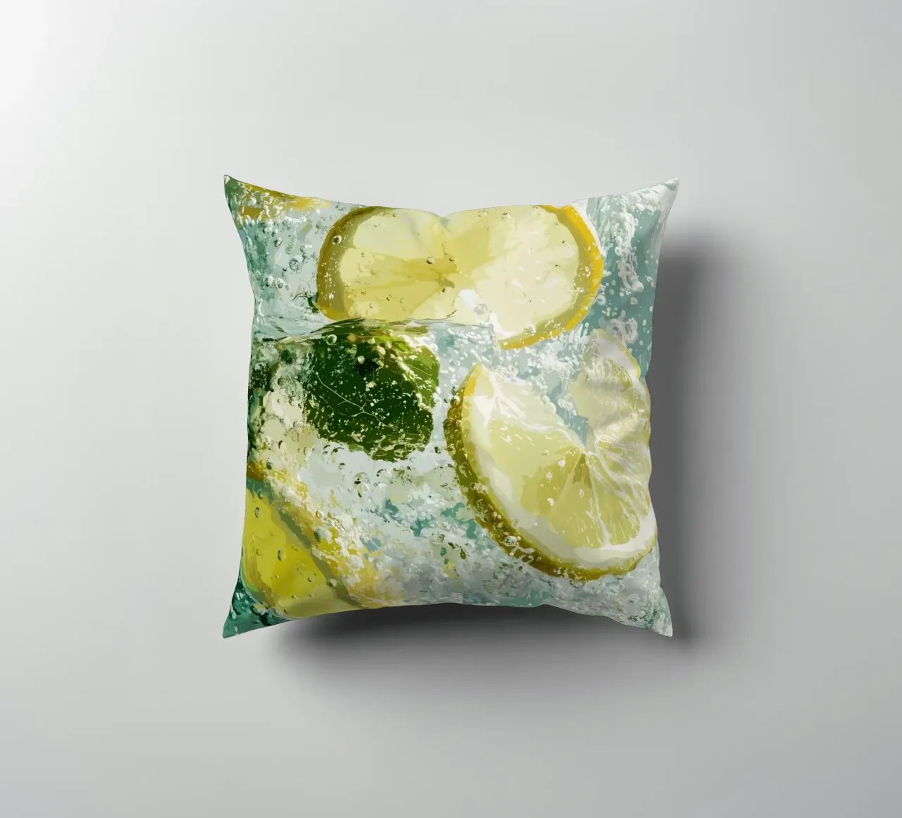 Refreshing lemons in sparkling water decorative cushion by pixelbull - medieval art and more