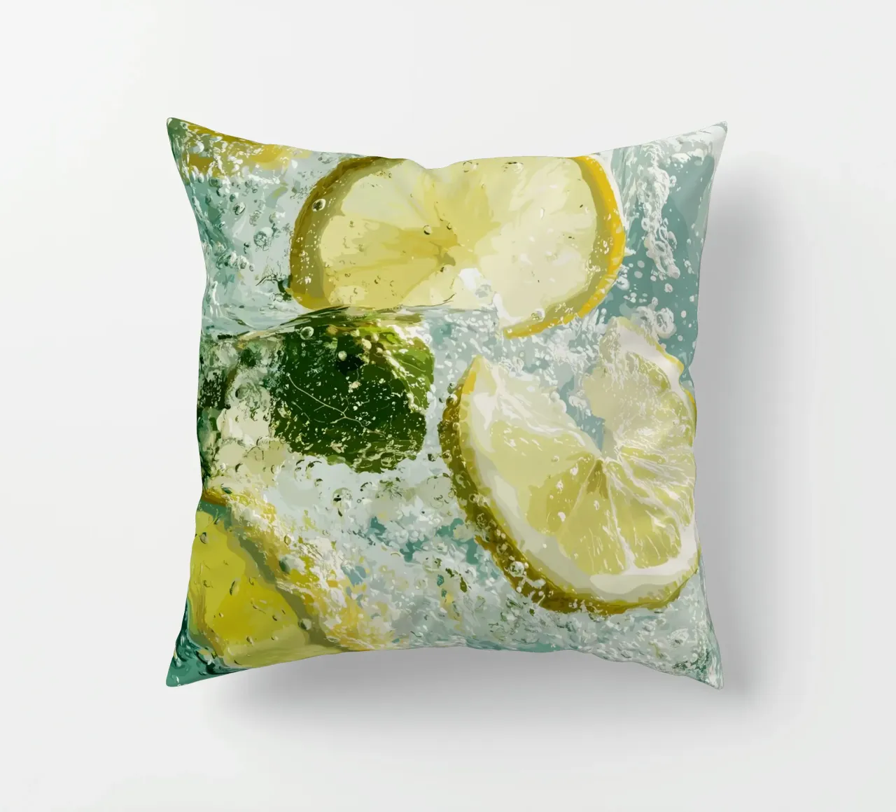 Refreshing lemons in sparkling water decorative cushion by pixelbull - medieval art and more