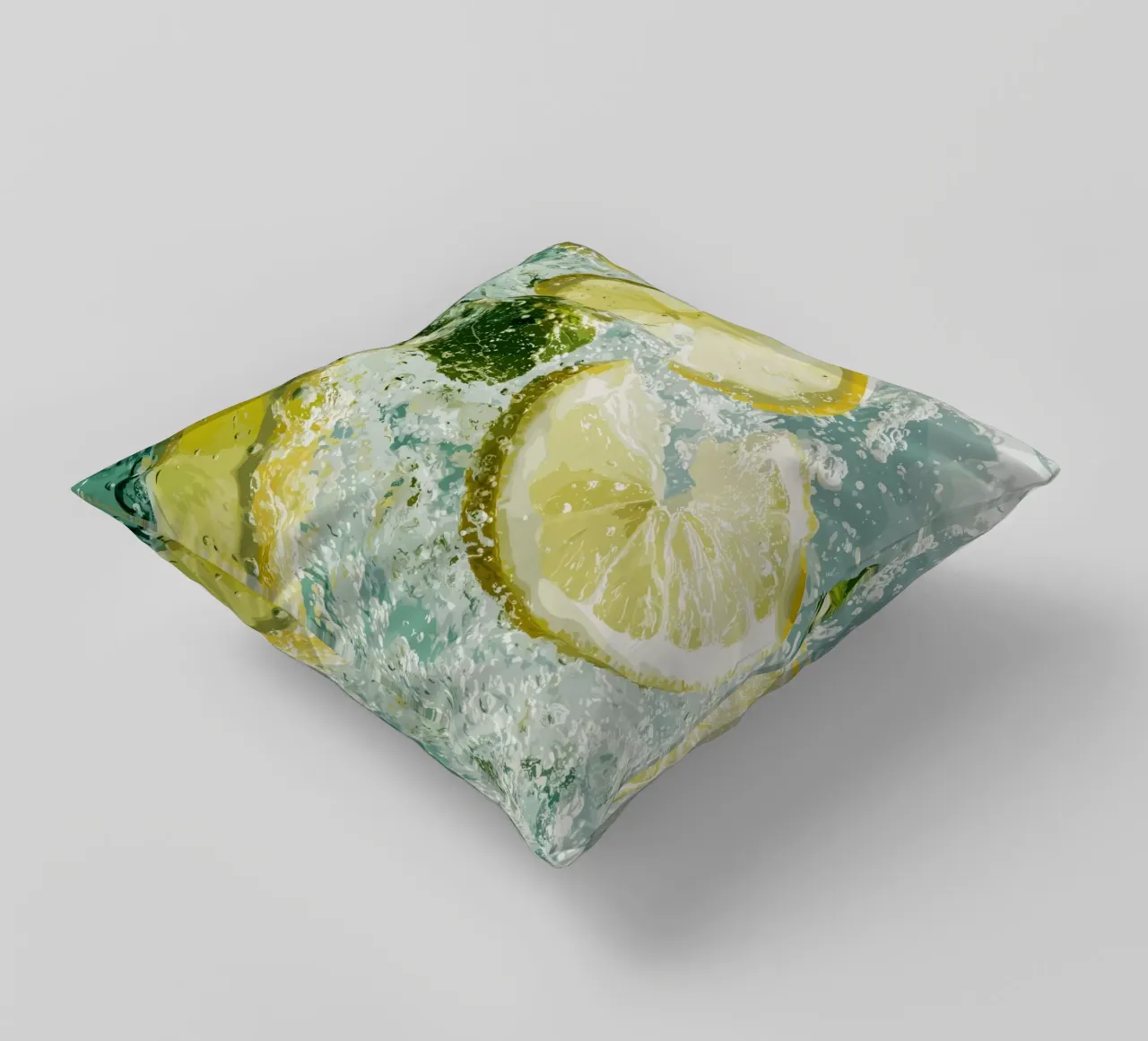 Refreshing lemons in sparkling water decorative cushion by pixelbull - medieval art and more