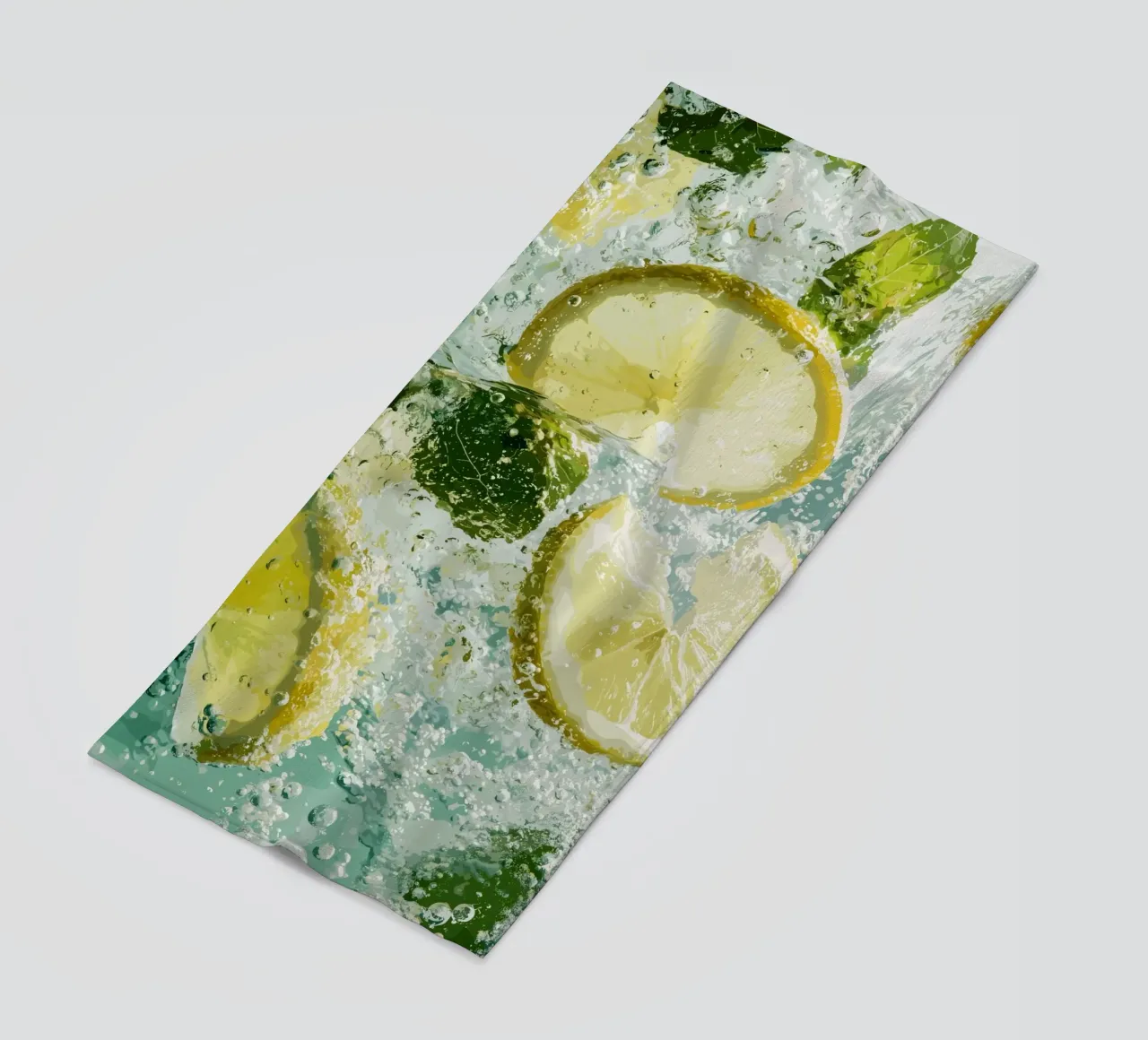 Refreshing lemons in sparkling water beach towel by pixelbull - medieval art and more