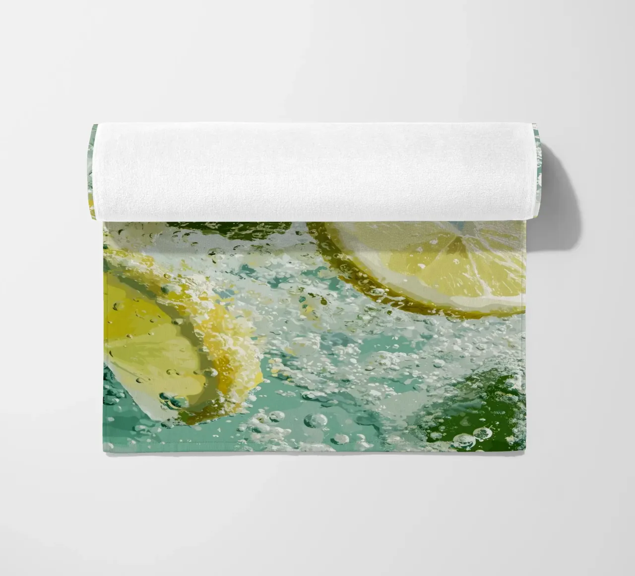 Refreshing lemons in sparkling water beach towel by pixelbull - medieval art and more