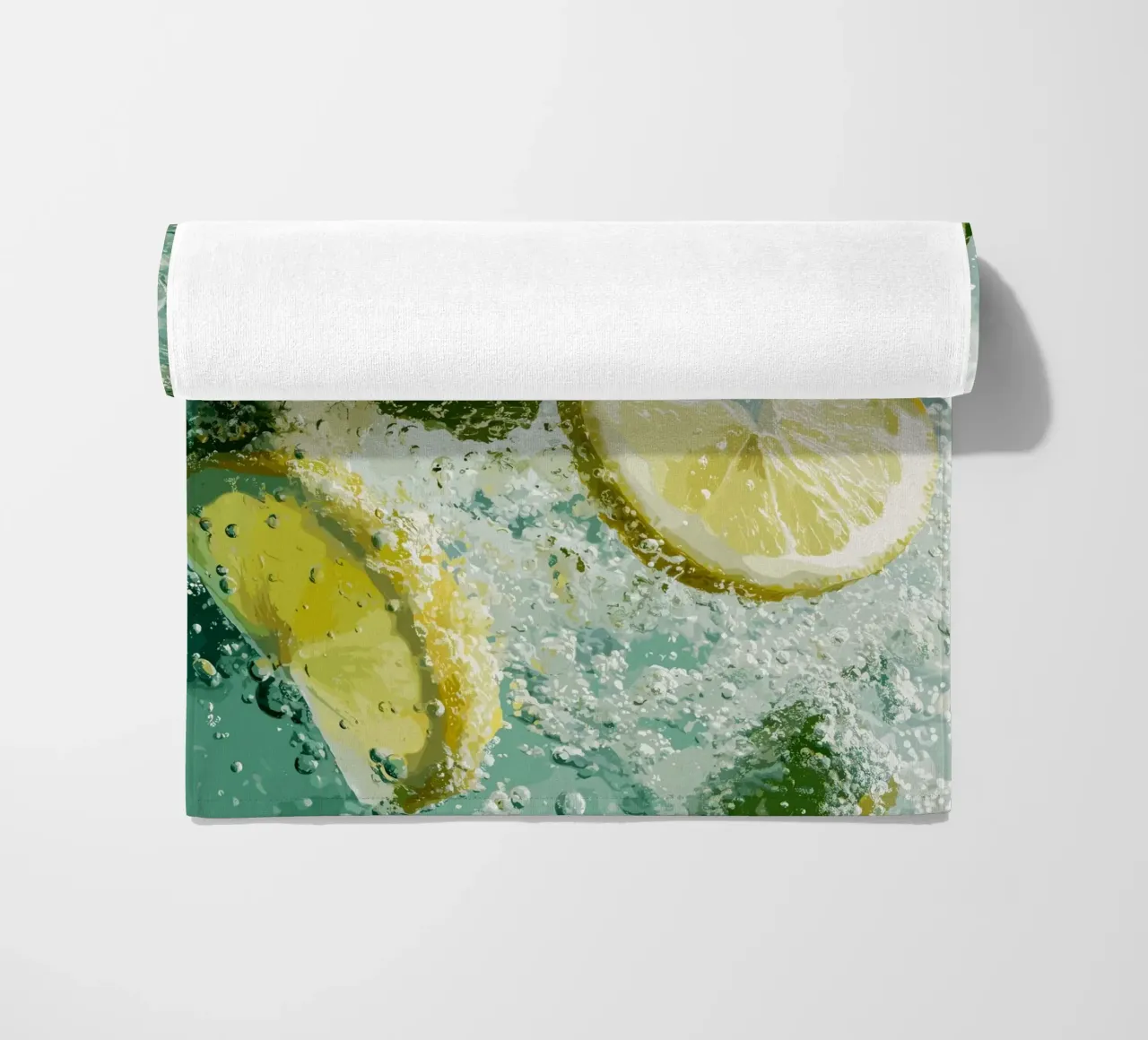 Refreshing lemons in sparkling water beach towel by pixelbull - medieval art and more