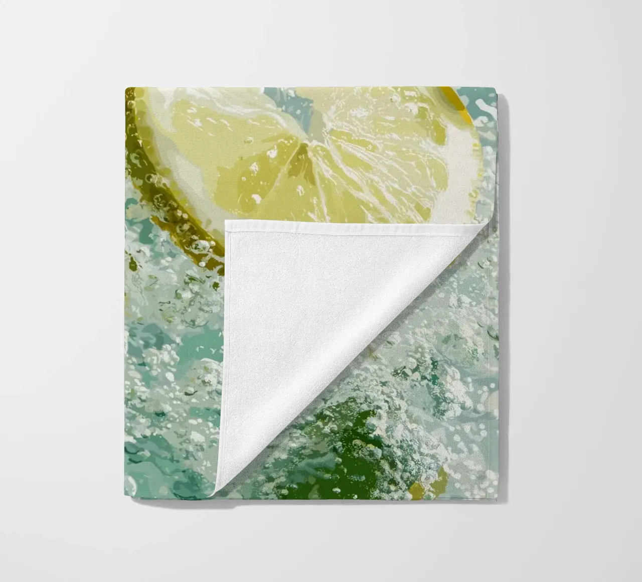 Refreshing lemons in sparkling water beach towel by pixelbull - medieval art and more