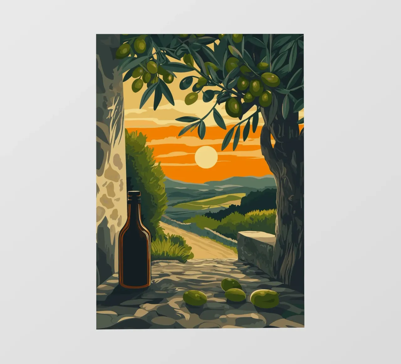 Mittelmeer-Abend mit Olivenzweigen PVC Plane von pixelbull - medieval art and more