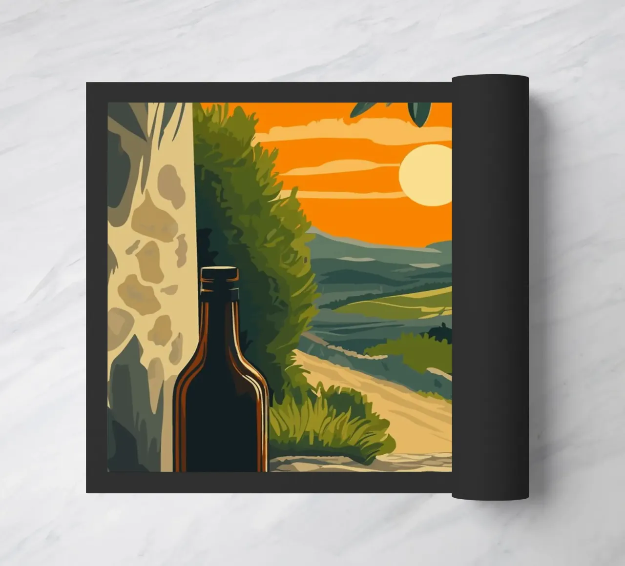 Mittelmeer-Abend mit Olivenzweigen Fußmatte von pixelbull - medieval art and more