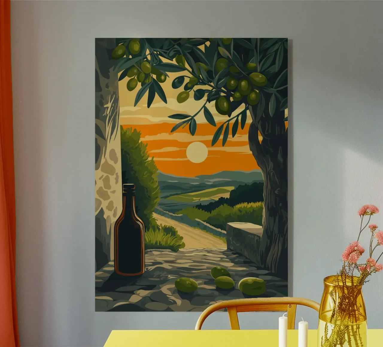 Mittelmeer-Abend mit Olivenzweigen Acryl-Glas von pixelbull - medieval art and more