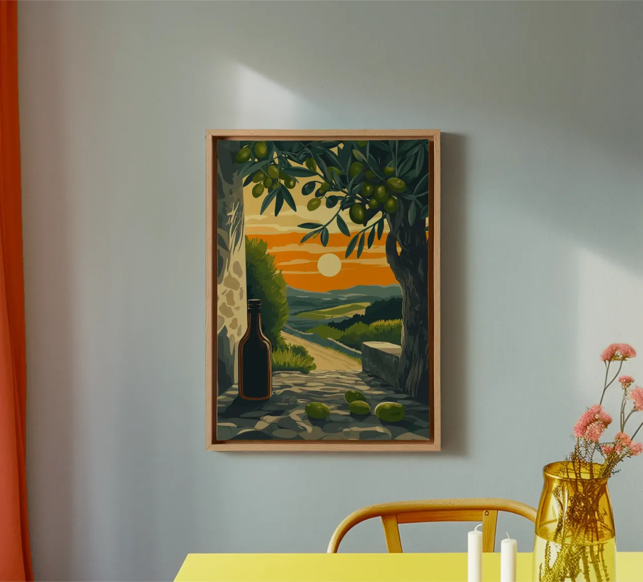 Mediterranean evening with olive branches canvas by pixelbull - medieval art and more