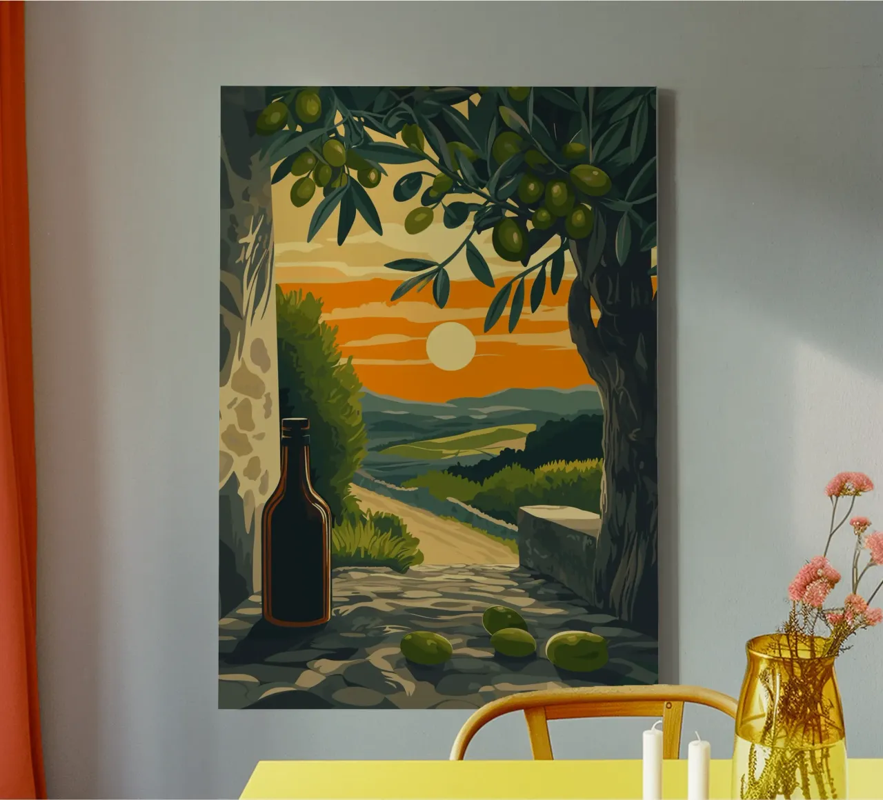 Mediterranean evening with olive branches canvas by pixelbull - medieval art and more