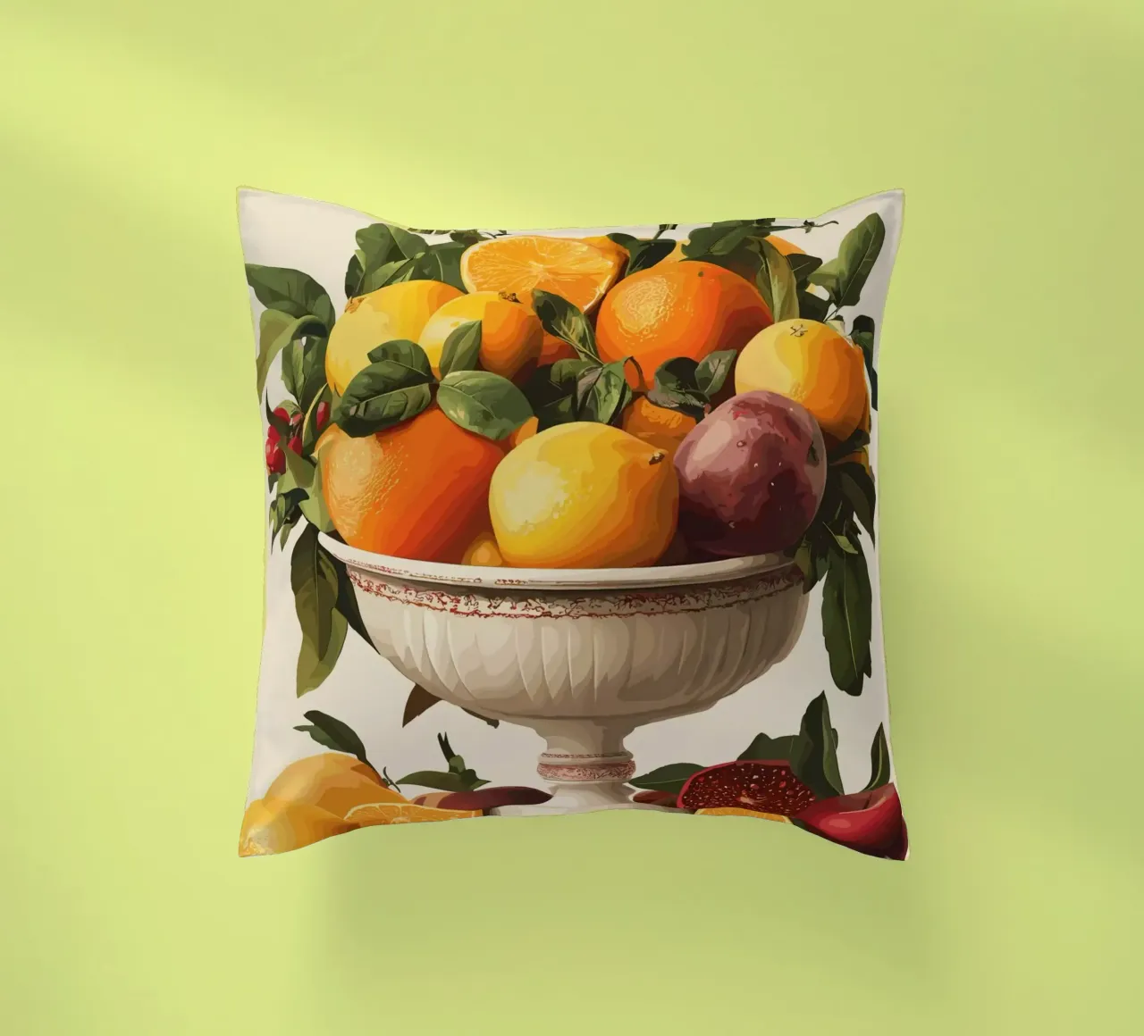 Natura morta con frutta in una ciotola classica cuscino da pixelbull - medieval art and more