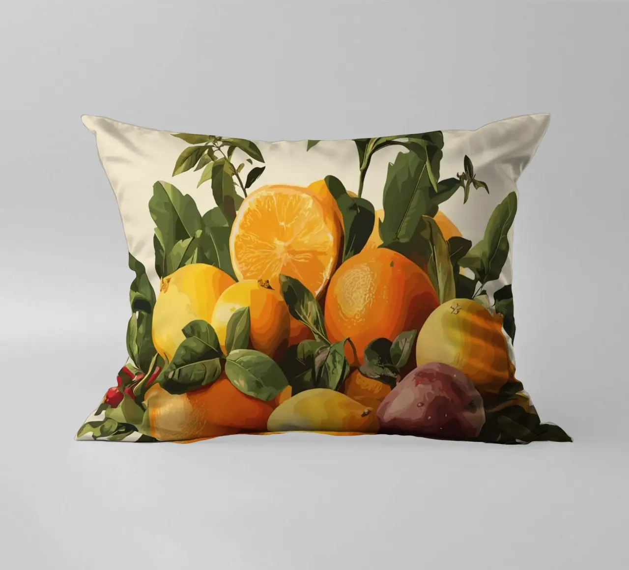 Natura morta con frutta in una ciotola classica cuscino da pixelbull - medieval art and more