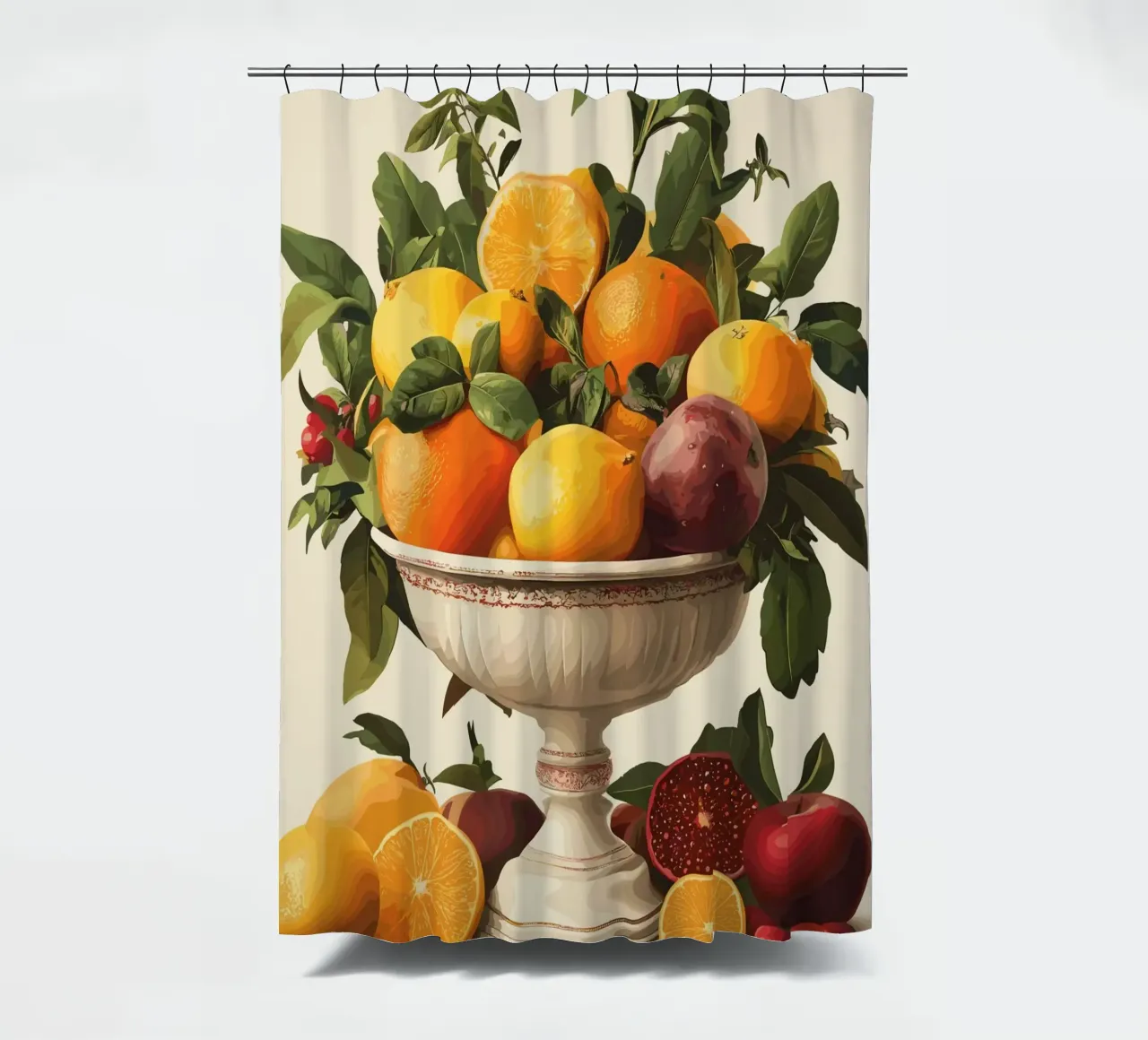 Natura morta con frutta in una ciotola classica tenda da doccia da pixelbull - medieval art and more