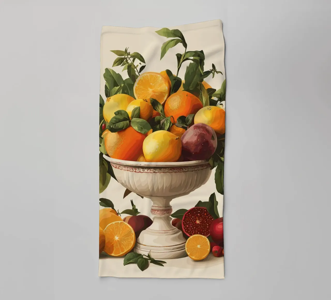 Natura morta con frutta in una ciotola classica asciugamano da bagno da pixelbull - medieval art and more