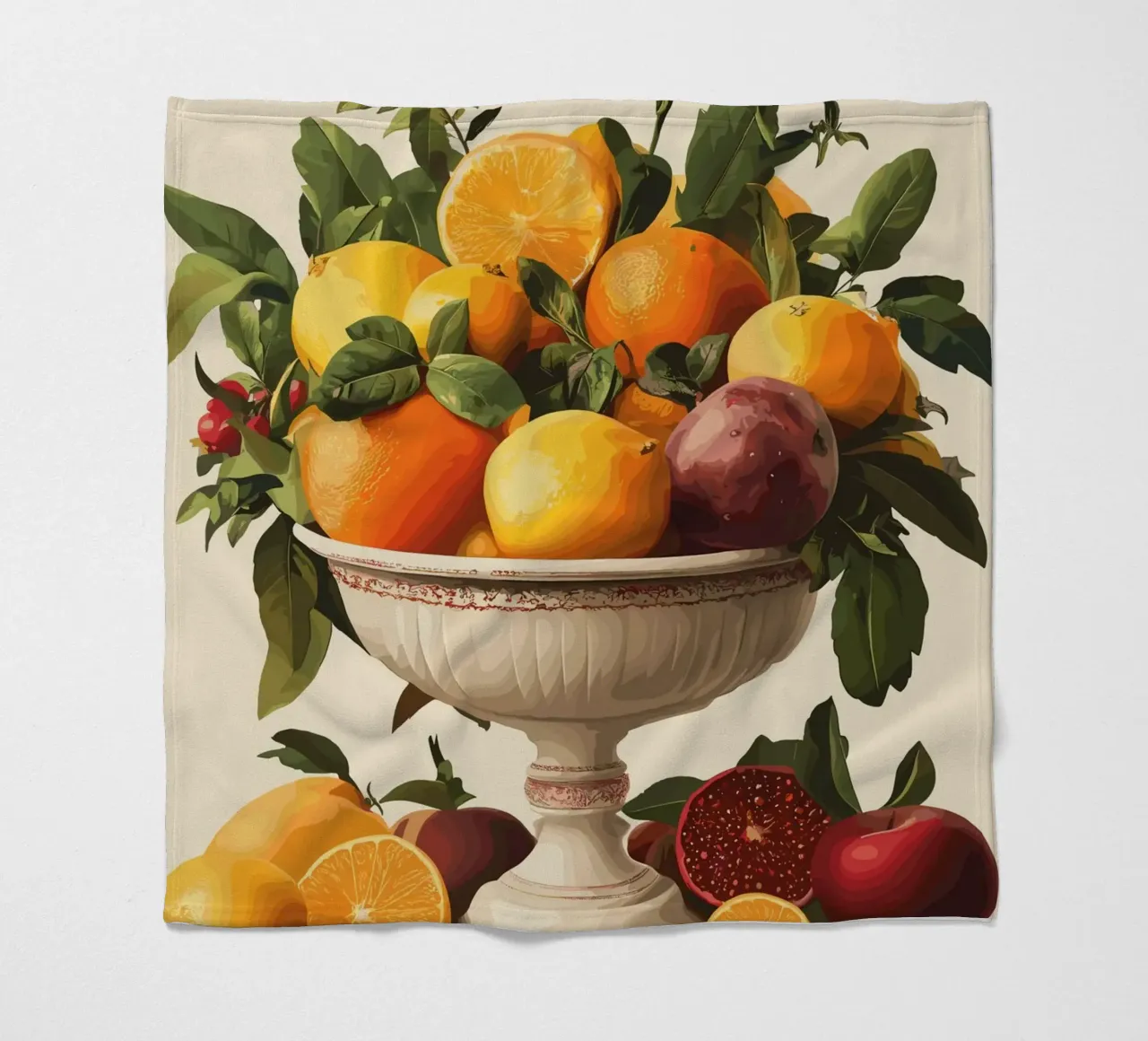 Natura morta con frutta in una ciotola classica coperta in pile da pixelbull - medieval art and more