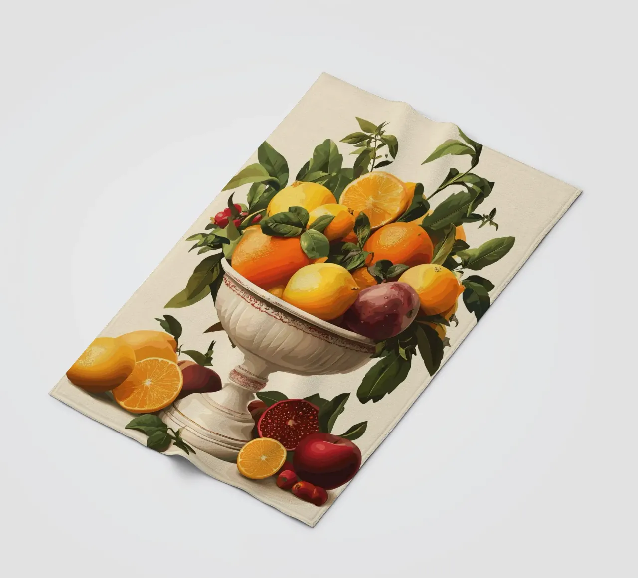 Natura morta con frutta in una ciotola classica coperta in pile da pixelbull - medieval art and more
