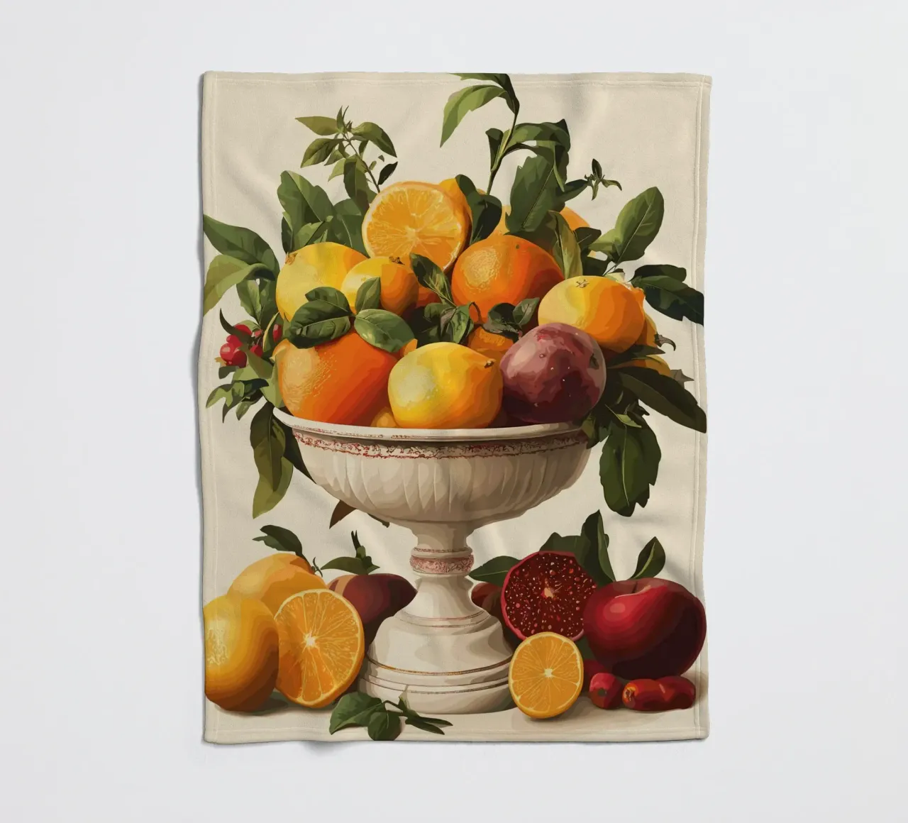 Natura morta con frutta in una ciotola classica coperta in pile da pixelbull - medieval art and more