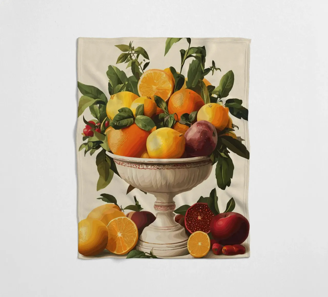 Natura morta con frutta in una ciotola classica coperta in pile da pixelbull - medieval art and more