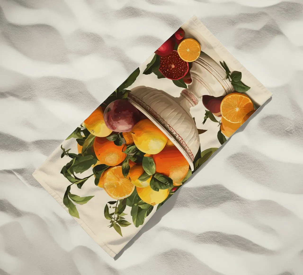 Natura morta con frutta in una ciotola classica telo mare da pixelbull - medieval art and more