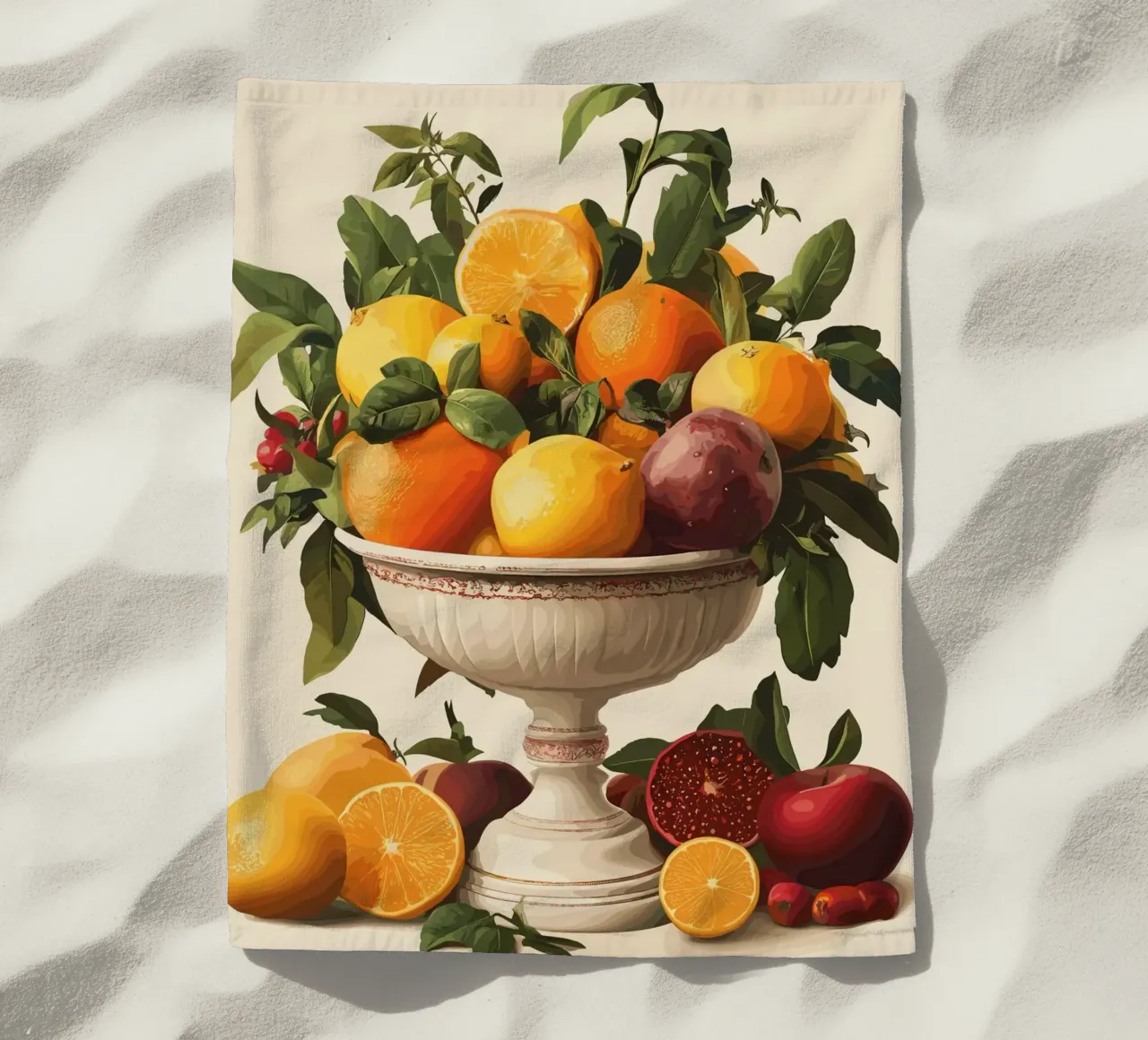 Natura morta con frutta in una ciotola classica telo mare da pixelbull - medieval art and more