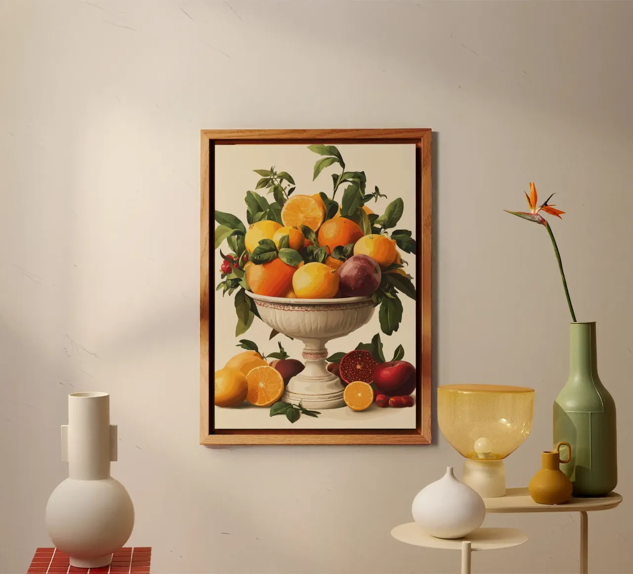 Natura morta con frutta in una ciotola classica alluminio dibond da pixelbull - medieval art and more