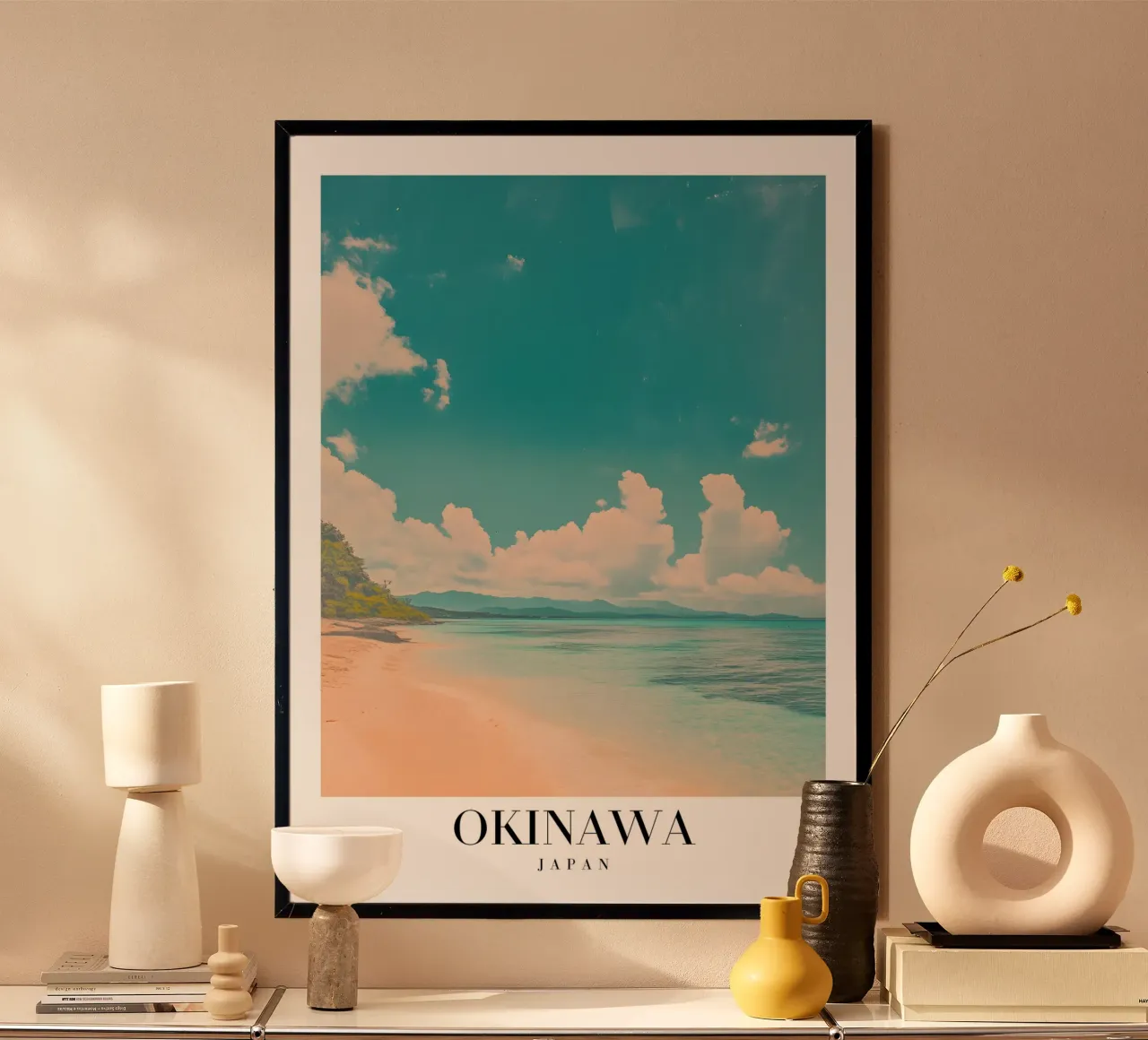 Stampa d'arte sulla spiaggia di Okinawa - Paradiso tropicale giapponese poster da homdeco