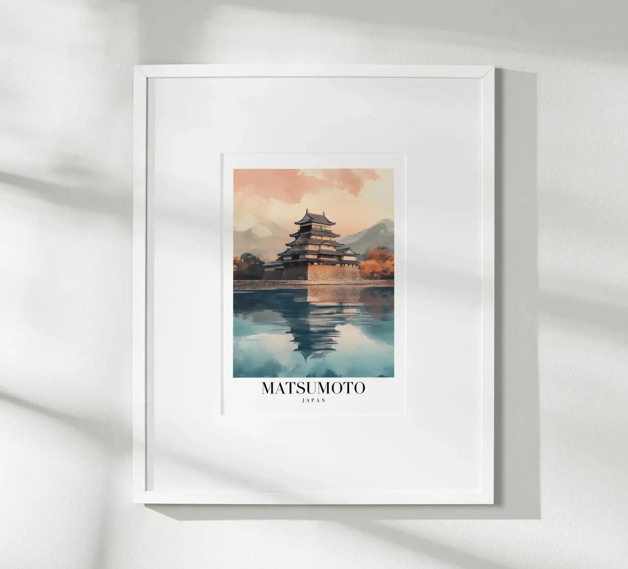 Stampa d'arte del castello di Matsumoto - Punto di riferimento giapponese poster con telaio in plastica da homdeco